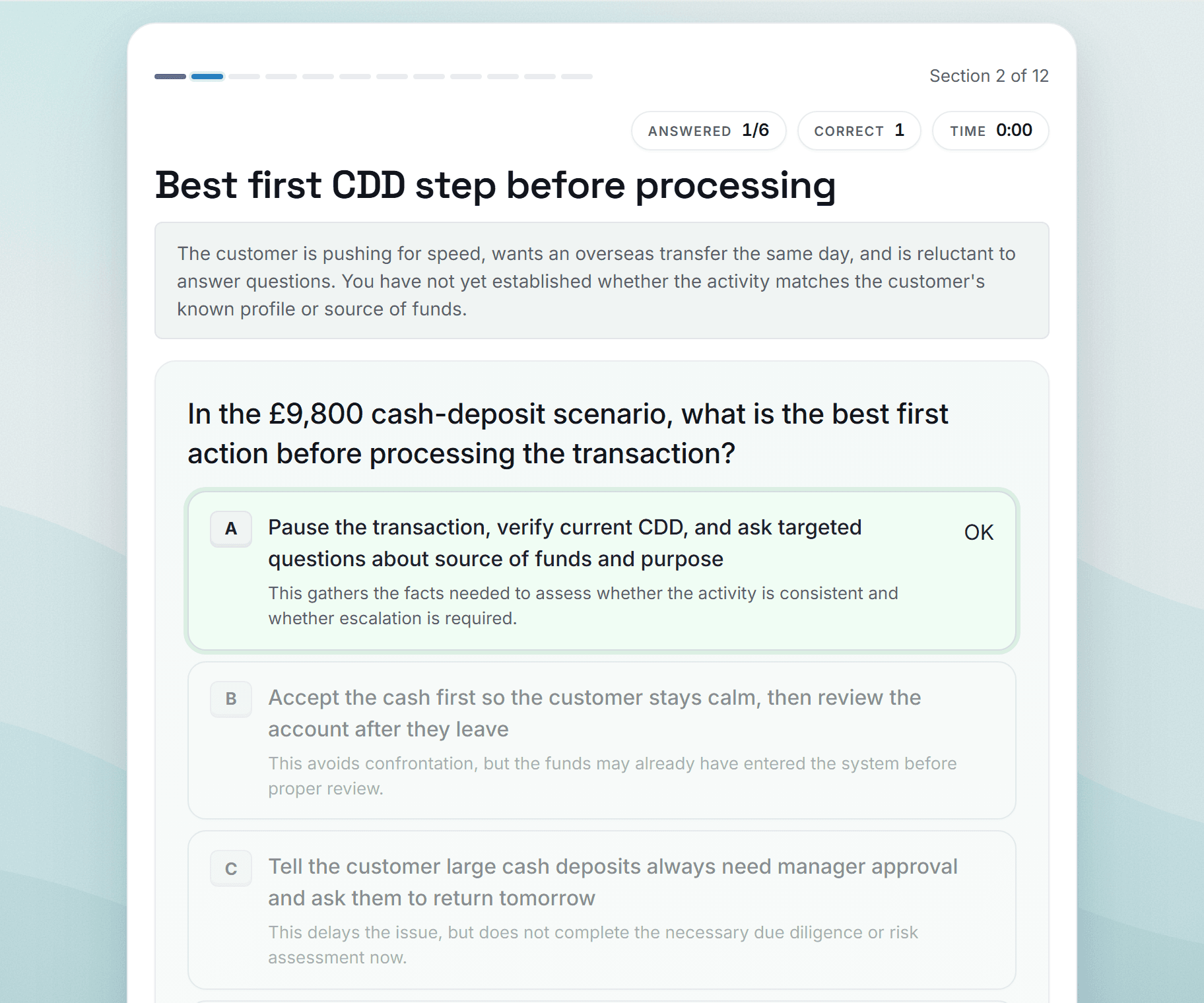 Preview screenshot of the AML in the Branch: Customer Due Diligence and Escalation Under MLR 2017 example