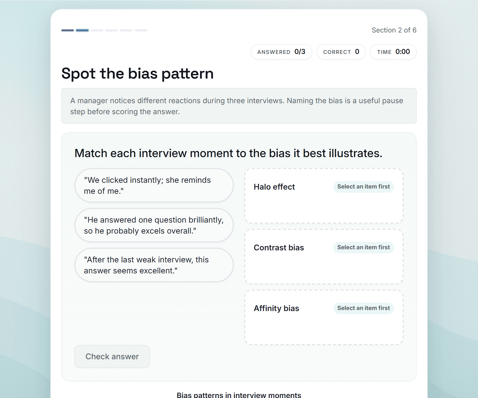 Preview screenshot of the Reduce Interview Bias in 5 Minutes example